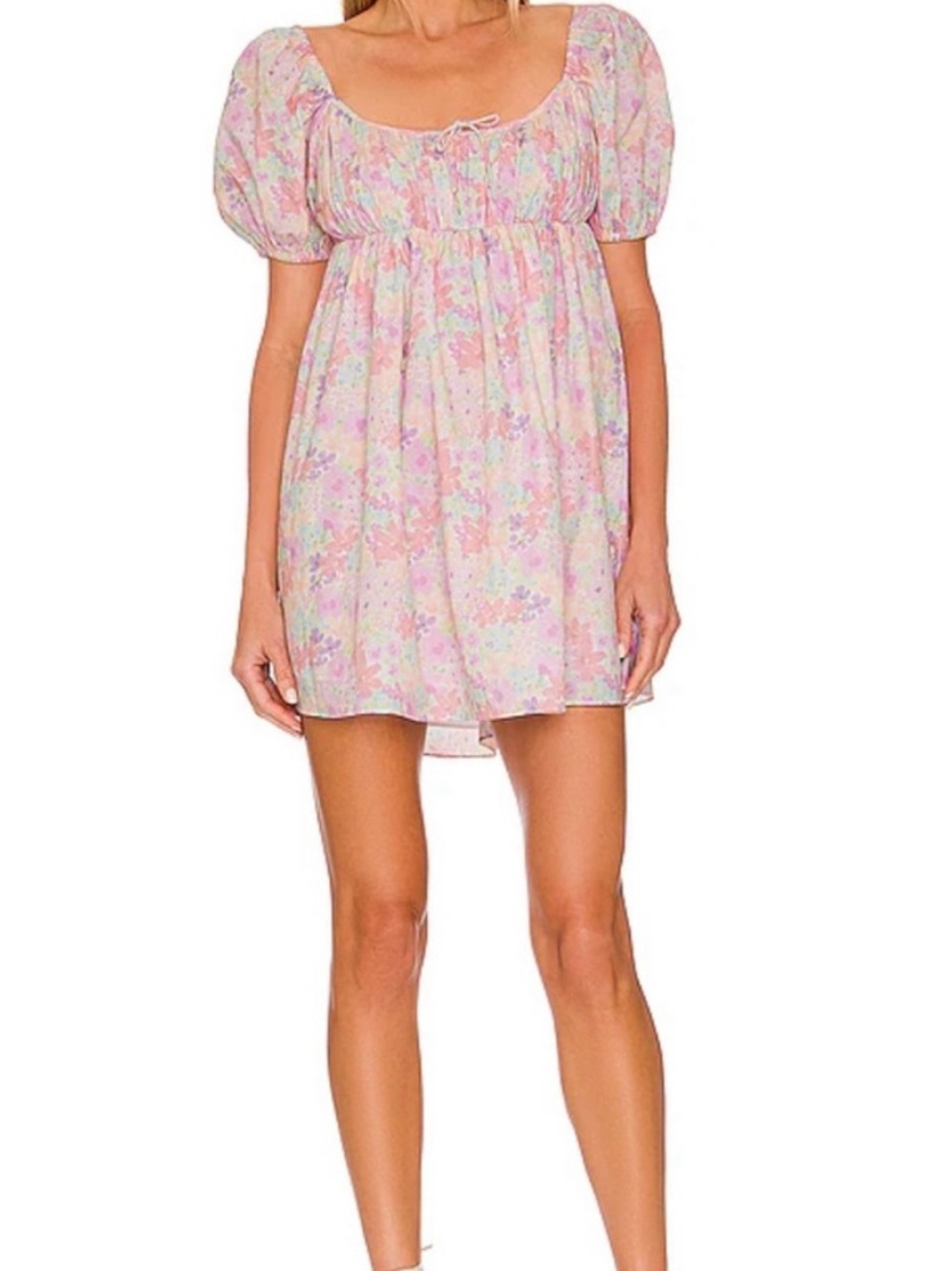 NWT Love & Lemons Kennedy Floral Milkmaid Puff Sleeve Mini Dress